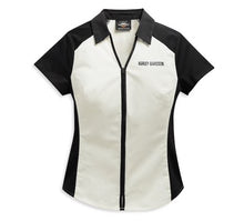 Load image into Gallery viewer, Women&#39;s Bar &amp; Shield Logo Zip-Front Shirt